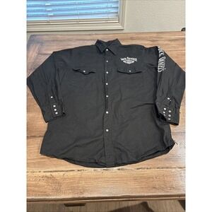 Jack Daniel's Men's Casual Button-Up Pearl Snap Shirt Black Medium Cotton